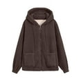 thumbnail image 3 of Xuanfei Women Fuzzy Hoodie Coat Solid Color Full Zip Cardigans With Front Pockets, 3 of 3