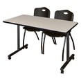 thumbnail image 5 of Regency Kobe 66 x 24 in. Mobile T-Base Training Table- Beige, 2 M Stack Chairs- Grey, 5 of 7