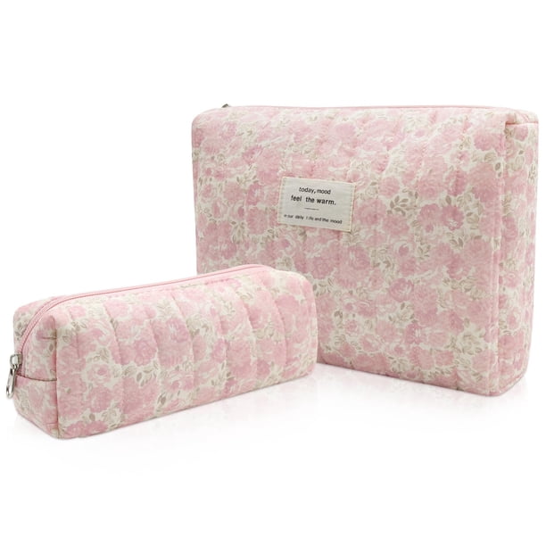 Set de bolsas de maquillaje Gosect Floral Coquette Aesthetic Travel Pink
