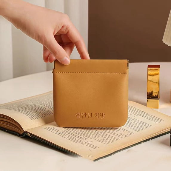 Card Holders Lipstick Pouch Earphone Holder Sundries Case Mini Wallet PU Leather Key Bag Cosmetic Bag Earphone Protective Sleeve Mini Earphone Bag Small Coin purse ORANGE