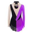 thumbnail image 7 of Aislor Girls Figure Ice Skating Leotard Dress Long Sleeve Shiny Rhinestone Mesh Spliced Gymnastics Ballet Purple 16, 7 of 7