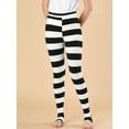 thumbnail image 4 of Allegra K Las polainas del traje de la Navidad de las mujeres imprimieron los pantalones del estribo de la yoga de la cintura elástica de la cintura alta Rayas blancas negras M, 4 of 6