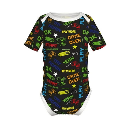 

Lukts Pixel Game Print Baby Short Sleeve Romper Onesie for Newborn Baby Boys and Girls-2 Years