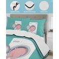 thumbnail image 4 of Quilts Twin Size Bedding Set, Pink Pig Lightweight Quilted Comforter, Teal Laundry Room Washing Machine Soft Reversible Bedspread Coverlet with Pillow Covers for All Season, 68" x 86", 4 of 7