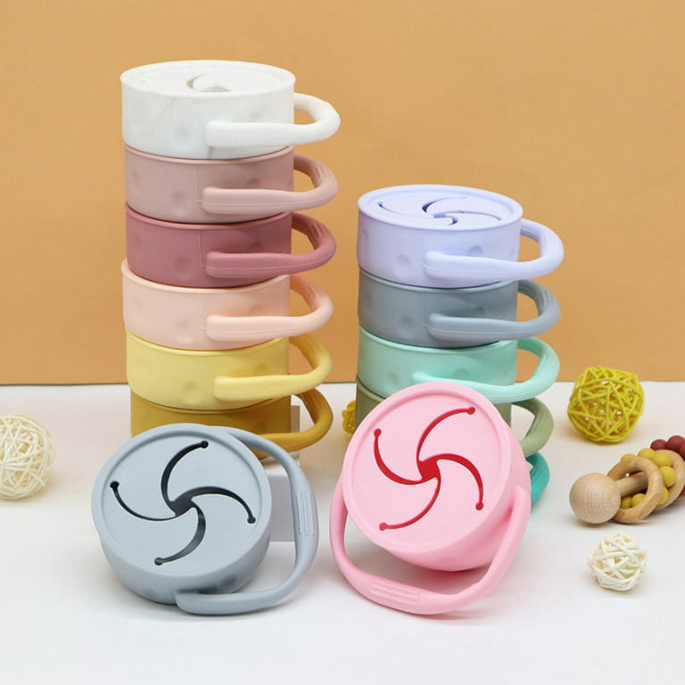  Silicone Snack Cup for Toddlers, Spill Proof Food Containers, Baby Snack Catcher