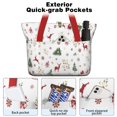 thumbnail image 2 of Tote Bag for Women - White Christmas Reindeer Pattern Shoulder Bag - Large Utility Work Duffle Bag with Zipper Handbag for Travel, Work, Sprots, 2 of 5