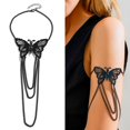 thumbnail image 2 of FENOHREFE Elegant Butterfly Tassels Arm Cuff Bangle Adjustable Open Tassels Upper Arm Chain Bracelet Wedding Bridal Arm Bands, 2 of 7