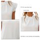 thumbnail image 5 of Estrela Mujer Volantes Trim Cap Manga Top Volantes Trim Casual Color Liso Elegante Verano Jersey Blusa Blanco S, 5 of 6