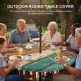 thumbnail image 3 of Round Outdoor Tablecloth with Umbrella Hole and Zipper, Farmhouse Teal Brown Tablecloth with Elastic Waterproof, Vintage Wooden Striped Patio Table Covers for 31" - 35" Picnic Pool Tables, 3 of 9