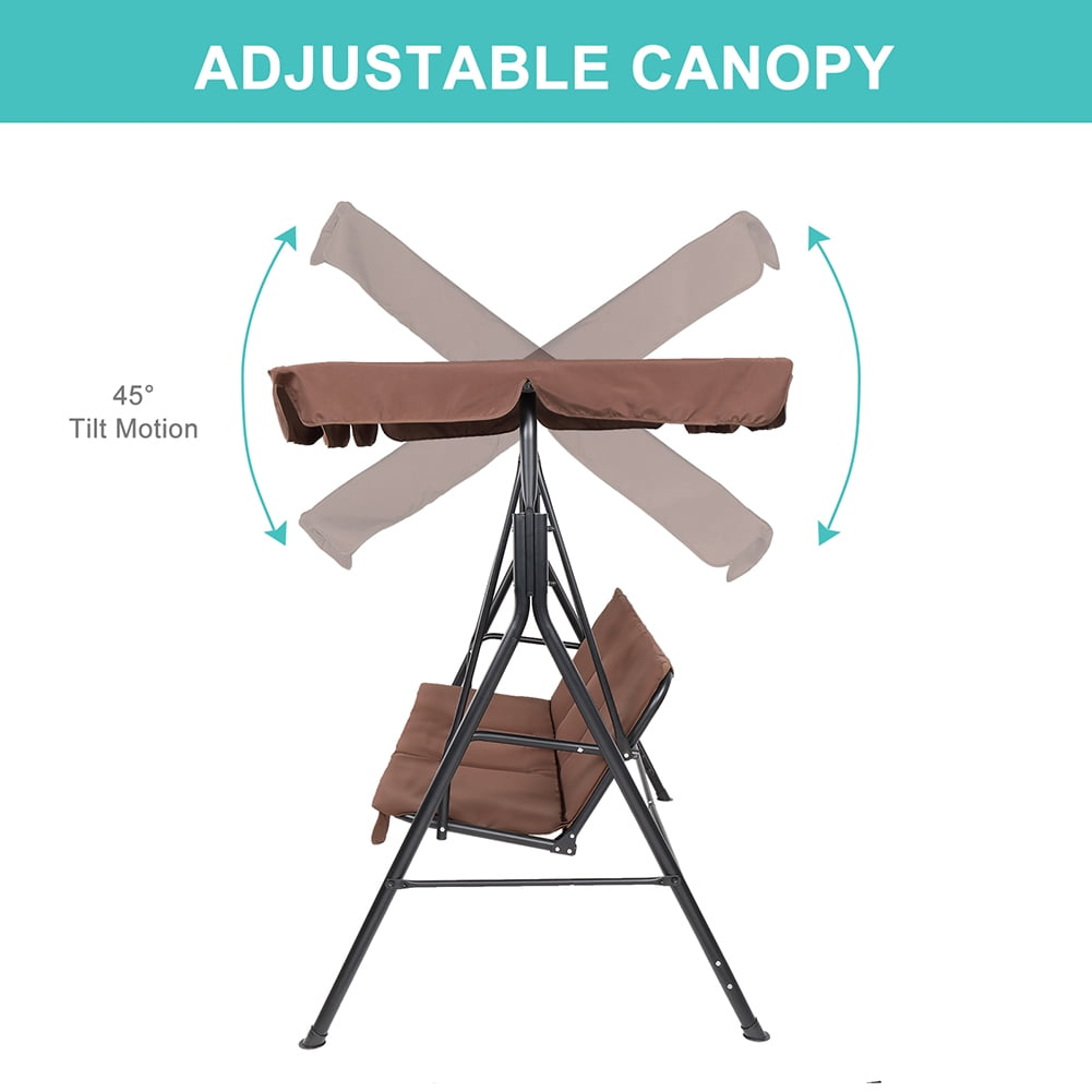Private Jungle 3-Seat Deluxe Outdoor Patio Porch Swing with Weather Resistant Steel Frame, Adjustable Tilt Canopy, Cushions and Pillow Included Private Jungle 3-Seat Deluxe Outdoor Patio Porch Swing with Weather Resistant Steel Frame, Adjustable Tilt Canopy, Cushions and Pillow Included