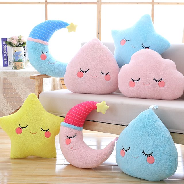 cute sky series plush baby toys stuffed soft cartoon cloud water moon star plush pillow sofa cushion for kids birthday gift zhangmengya LED