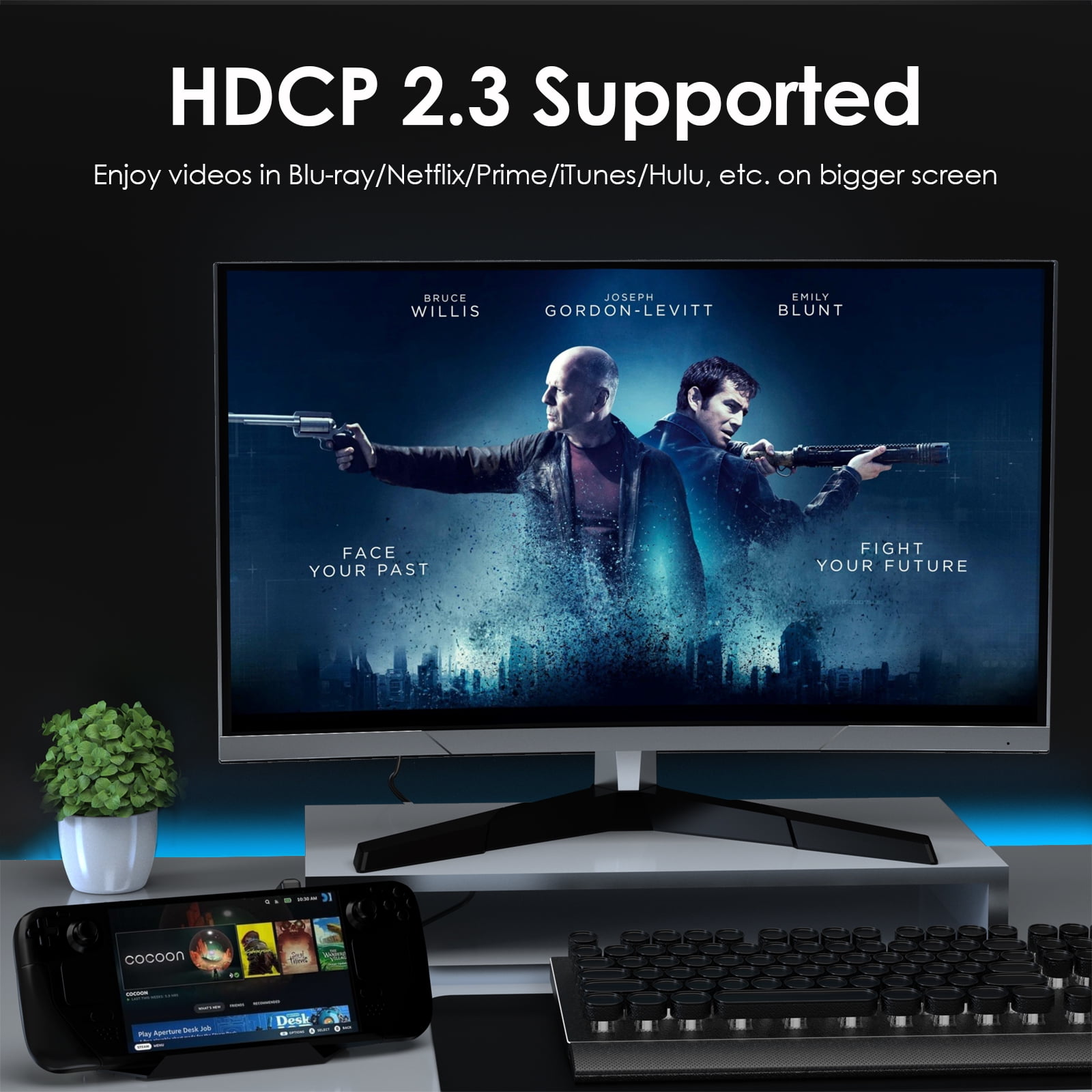 WAVLINK Steam Deck/ROG Dock, 6-in-1 Docking Station for Steam Deck/ROG, Steam Deck Accessories with 4K@144Hz/2K@165Hz/1080P@240Hz HDMI 2.0, 100W PD IN(85W for Host), 3x 10G USB 3.2, Gigabit RJ45