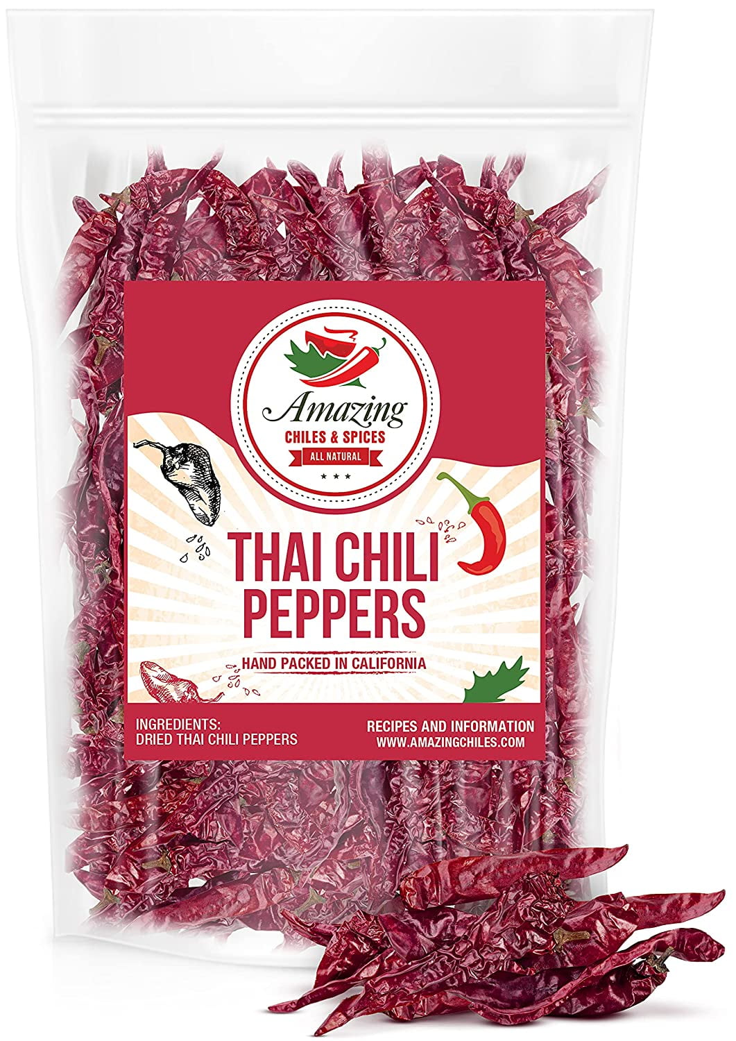 Red Thai Chili Peppers 5 oz Red Hot Pepper Chilis For Cooking