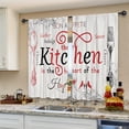 thumbnail image 5 of Red White Rustic Farmhouse Kitchen Curtains Vintage Country Wooden Plank Board Fork and Spoon Retro Wood Rod Pocket Funny Quotes Bedroom Living Room Treatment Fabric 2 Panels 27.5Wx39H Inch, 5 of 6
