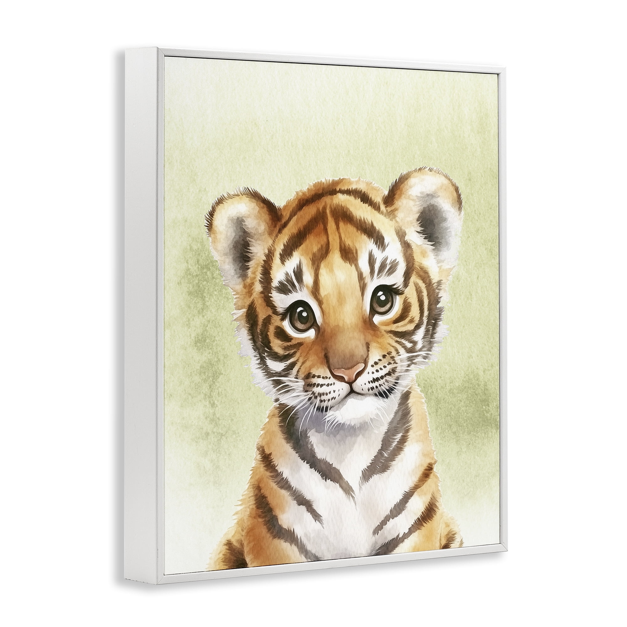 Stupell Industries Jungle Friends Baby Tiger White Framed Giclee Art, design by Christine Simpson Art