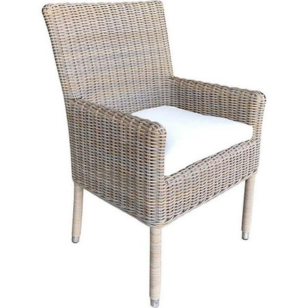 Padma s Plantation Boca Wicker Dining Armchair in Kubu Gray