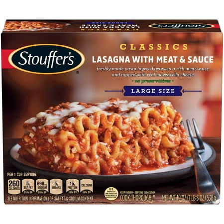 (2 pack) (2 Pack) STOUFFER'S CLASSICS Satisfying Servings Lasagna with Meat & Sauce 19 oz. Box