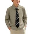 thumbnail image 2 of Odeerbi Camisa de Vestido Para Niños Con Corbata A Rayas Camisas de Uniforme Escolar de Manga Larga, 2 of 9