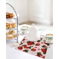 thumbnail image 4 of Pink Strawberry Kitchen Dish Towels for Drying Dishes Set of 4, Spring Floral Watercolor Summer Botanical Waffle Weave Microfiber Hand Tea Bathroom Towels Quick Dry & Absorbent Towel 12x12, 4 of 7