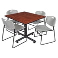 thumbnail image 4 of Regency Kobe 48 in. Square Breakroom Table- Mocha Walnut, 4 Zeng Stack Chairs- Blue, 4 of 5