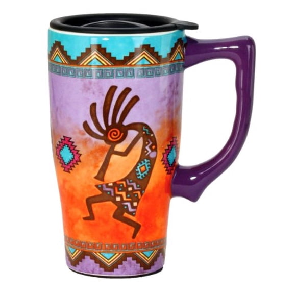 Taza de viaje de cerámica Spoontiques Kokopelli