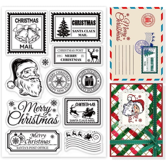 Christmas Tree Stamp - Santa Claus Bells Snowflakes - Silicone Clear Stamp