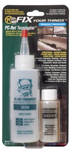 PC Products PC-Rot Terminator Epoxy Wood Hardener, Two-Part 3.25oz in Two Bottles, Amber 350614