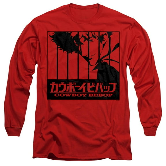 Cowboy Bebop Spike Intro Bars Unisex Adult Long-Sleeve T Shirt, Red, 3X-Large