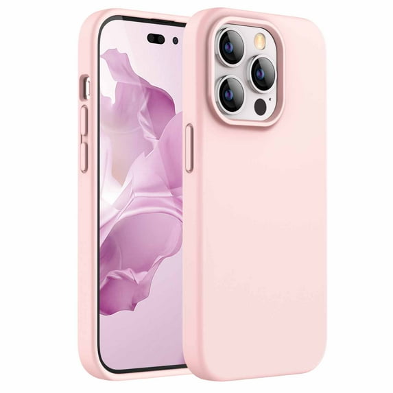 JETech Silicone Case for iPhone 14 Pro 6.1-Inch, Silky-Soft Touch Full-Body Protective Phone Case, Shockproof Cover with Microfiber Lining (Pink)
