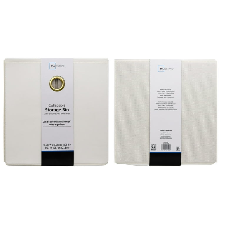 Mainstays Collapsible Fabric Cube Storage Bin, Vanilla Dream