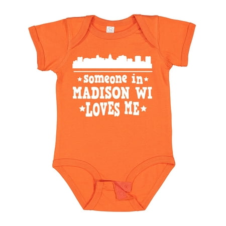 

Inktastic Madison Wisconsin Someone Loves Me Skyline Gift Baby Boy or Baby Girl Bodysuit