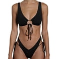 thumbnail image 2 of Neinkie Women's Cutout Spaghetti Strap Lace Up Ribbed Cami Bikini Set Swimsuit, 2 of 7