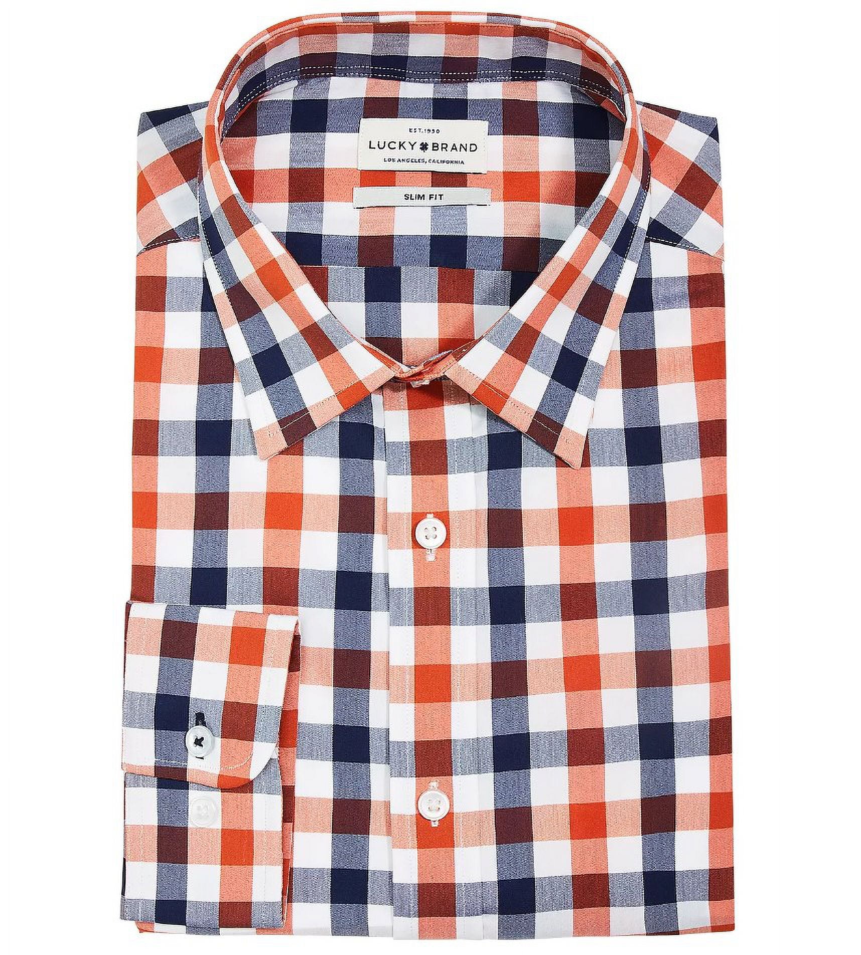 lucky brand slim fit stretch dress shirt Lucky Brand Mens XL 17-17 1/2 SlimFit 4Way Stretch Long Sleeve Button Up  Shirt