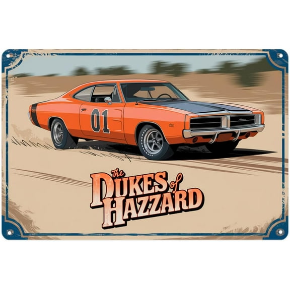 General Lee 1969 Charger tin sign Vintage TV Show Metal Sign Suitable for garage bar man cave decoration 8 x 12, easy to hang