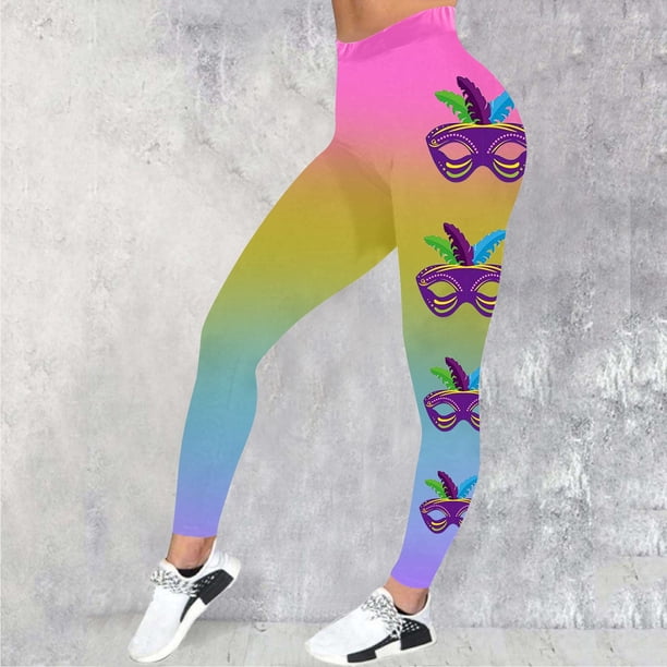 MKLEKYY Leggings ajustados de realce para mujer, con estampado colorido de plumas, informales, para carnaval