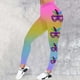 thumbnail image 1 of MKLEKYY Leggings ajustados de realce para mujer, con estampado colorido de plumas, informales, para carnaval, 1 of 3