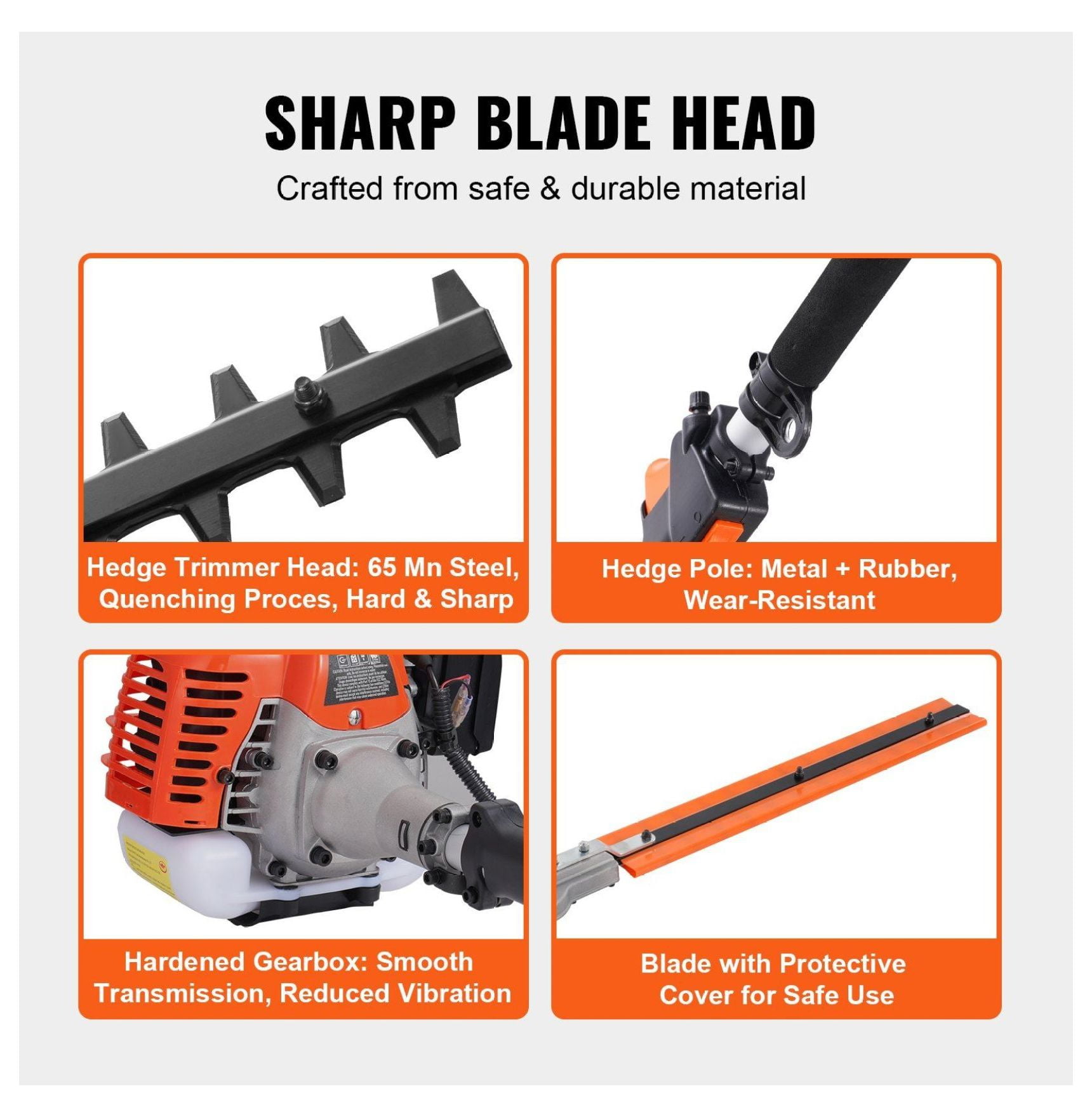 Gas Hedge Trimmer 33CC 6-in-1 Multi-Tool - Weed Eater, Pruner, Pole Saw, Brush Cutter w/Attachments