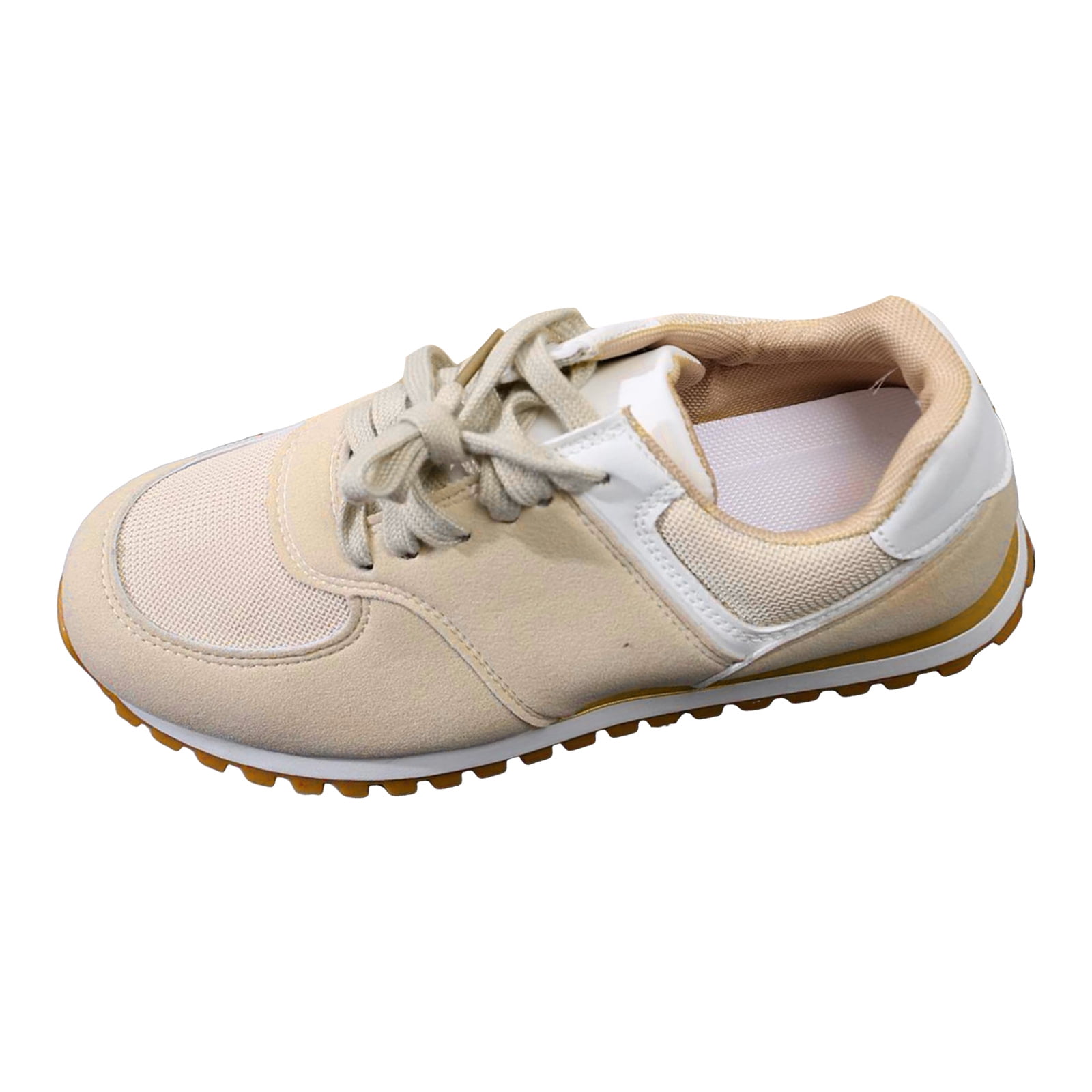 Dakaela Womens Fashion Sneakers 2025 Suede Classic Tennis Running Shoes Lace up Non Slip Trainer Walking Shoes White 9.5