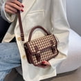 thumbnail image 3 of Bolso bandolera de pata de gallo de lana de PU para mujer Bolso pequeño de mensajero (marrón) Likrtyny multifunción de oficina, 3 of 9
