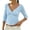 Light Blue, variant on Women's 3/4 Sleeve Deep V Wrap Neck Ruched Crop Top, Open Back Y2K Slim Fit Tee with Vintage Minimalist Style, for Summer Going Out or Trendy Streetwear Bronze XS