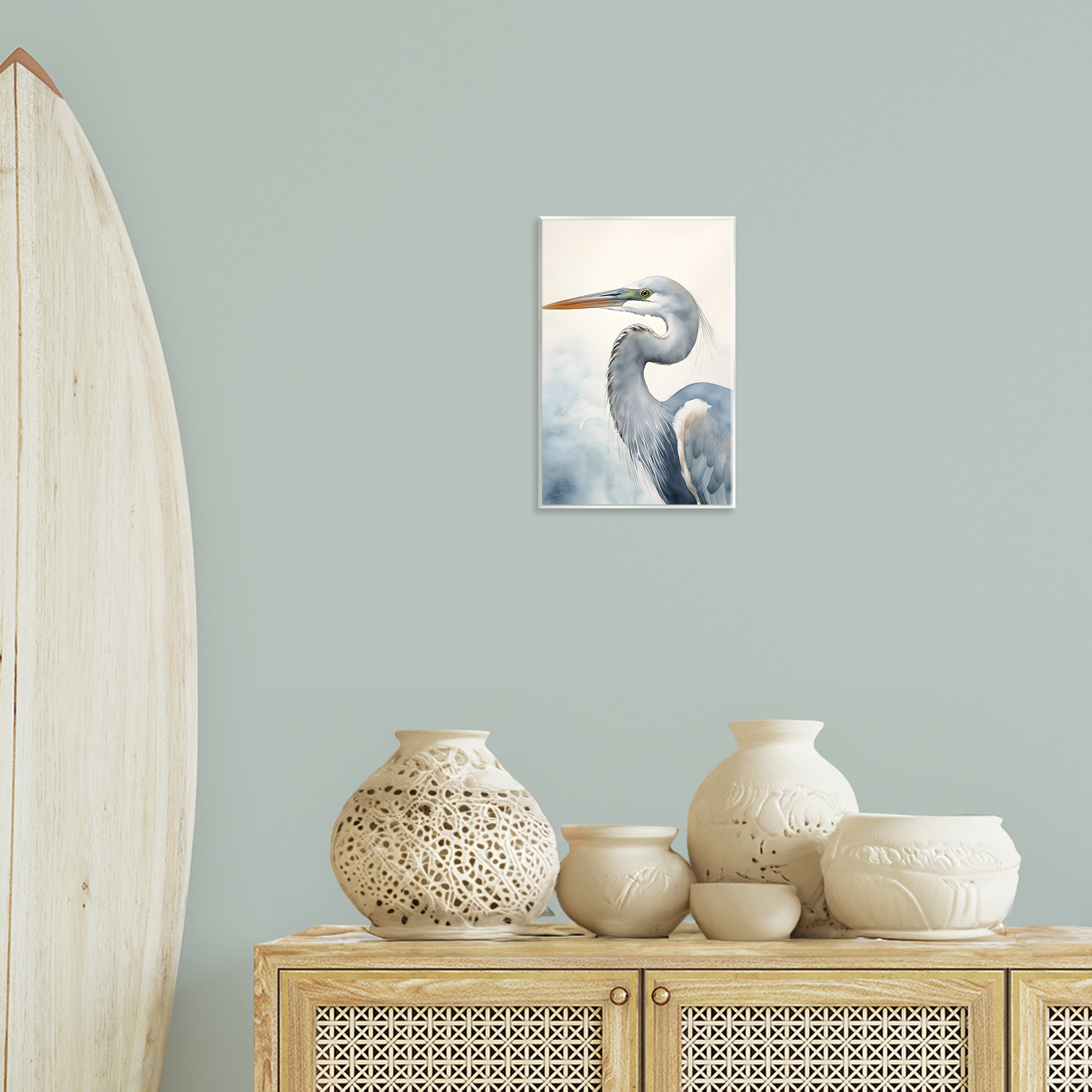 Stupell Industries Quiet Heron Looking Left Animals & Insects Painting Unframed Art Print Wall Art, 10 x 15