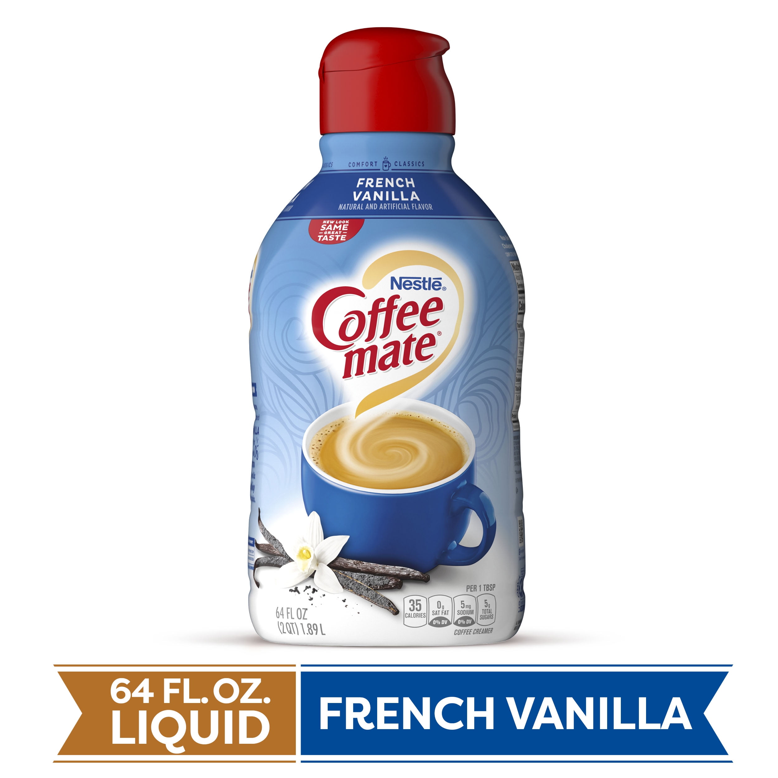 COFFEE MATE French Vanilla Liquid Coffee Creamer 64 Fl. Oz. Bottle Nondairy, Lactose Free