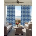 thumbnail image 3 of Blue Geometric Blackout Curtains for Bedroom, Thermal Insulated Drapes, Retro Morocco Abstract Art Black Out Curtains 63 Inch Long Room Darkening Kitchen Curtains 42"x63" 2 Panels, 3 of 8