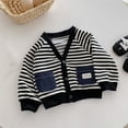 thumbnail image 5 of Mercatoo Toddler Girls Boys Long Sleeve Button Knitted Cardigan Tops Striped Jacket Coat Autumn Winter Clothes 1 to 5 Years, 5 of 8