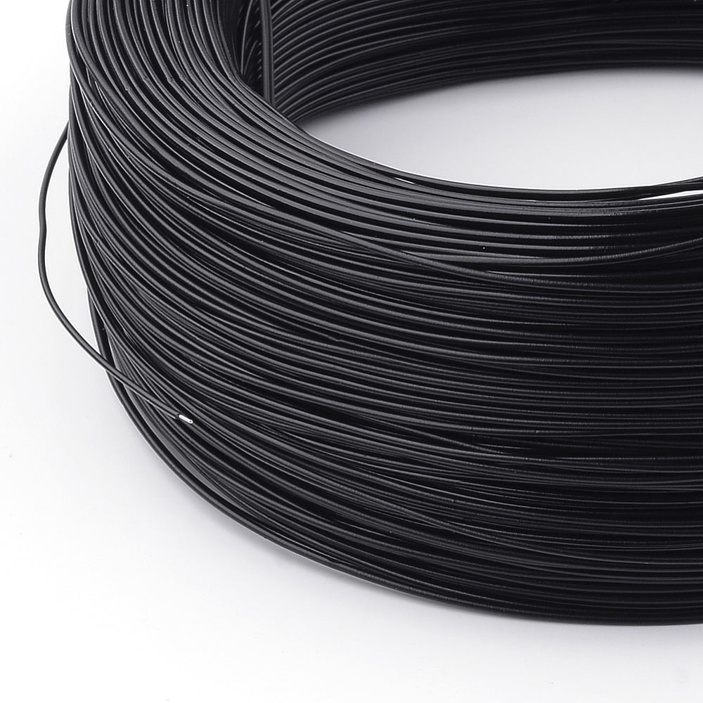 Iron Wires with Rubber Covered Round Black 18 Gauge 1mm about 1148.29 Feet(350m)/Roll