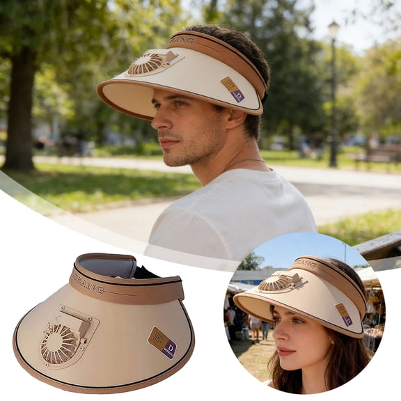 Sun Visors Hat with Fan for Women, USB Rechargeable Fan Visor Hat, Cooling Sunhats for Summer Beach Fishing Outdoor