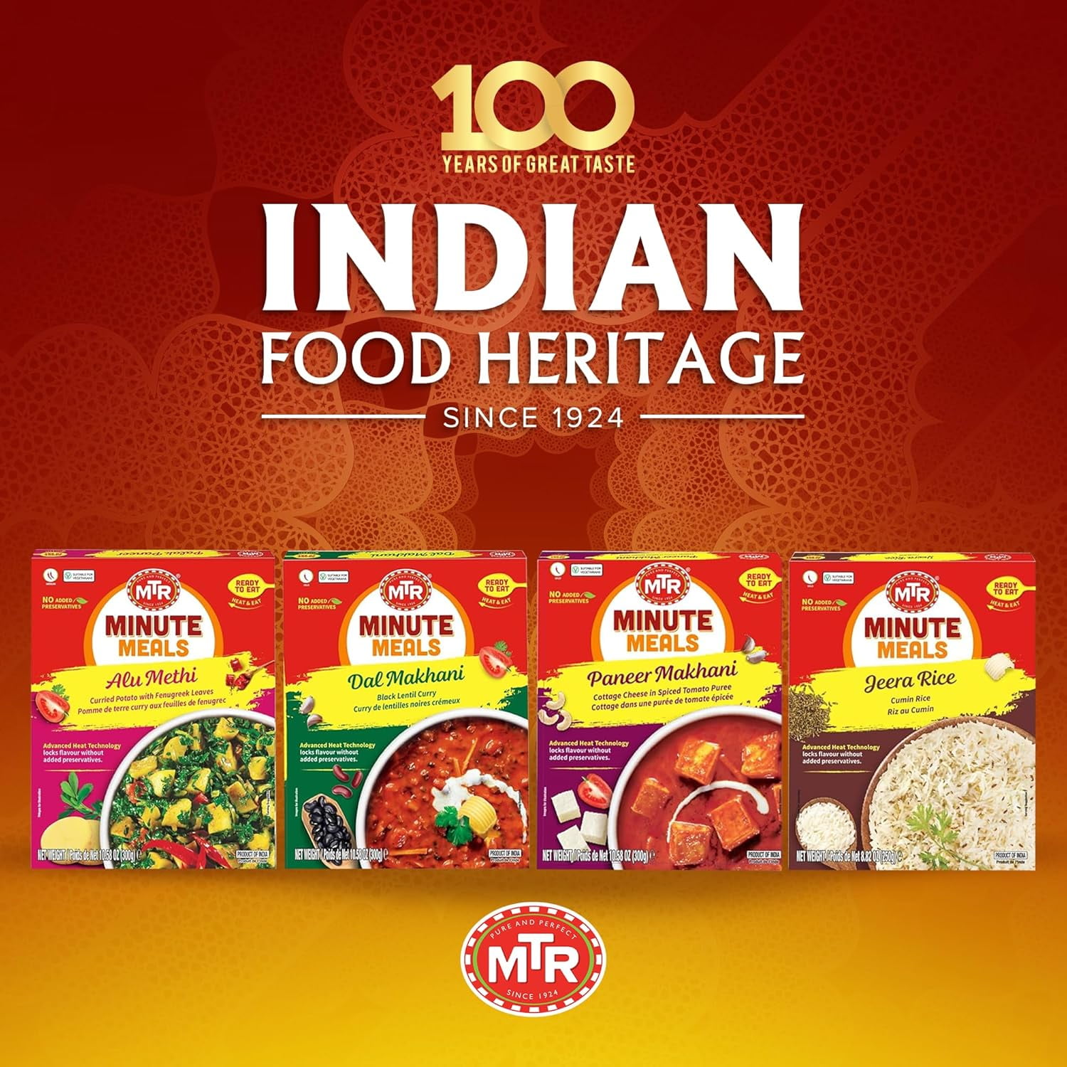 MTR Ready-To-Eat: Dhaba Mix - Assorted Pack of 4 (Alu Methi, Dal Makhani, Paneer Makhani, Jeera Rice) - Authentic Indian Food with No Added Preservatives - Suitable for Vegetarians