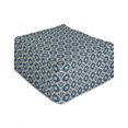 thumbnail image 1 of Boho Rectangle Pouf, Inspired Flower Motif in Squares, Under Desk Foot Stool for Living Room Office Ottoman with Cover, 25", Pale Orange Night Blue, by Ambesonne, 1 of 4