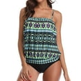 thumbnail image 3 of RotHome Womens Bandeau Tankini Swimsuits Tummy Control Two Piece Bathing Suits Loose Blouson Swim Top for Summer Beach Vacation Travel, 3 of 10