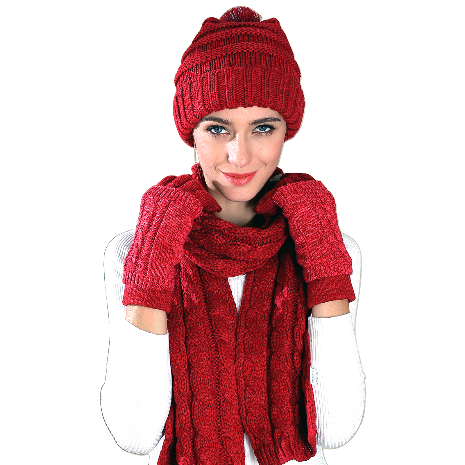 Womens red scarf and glove set Clearance